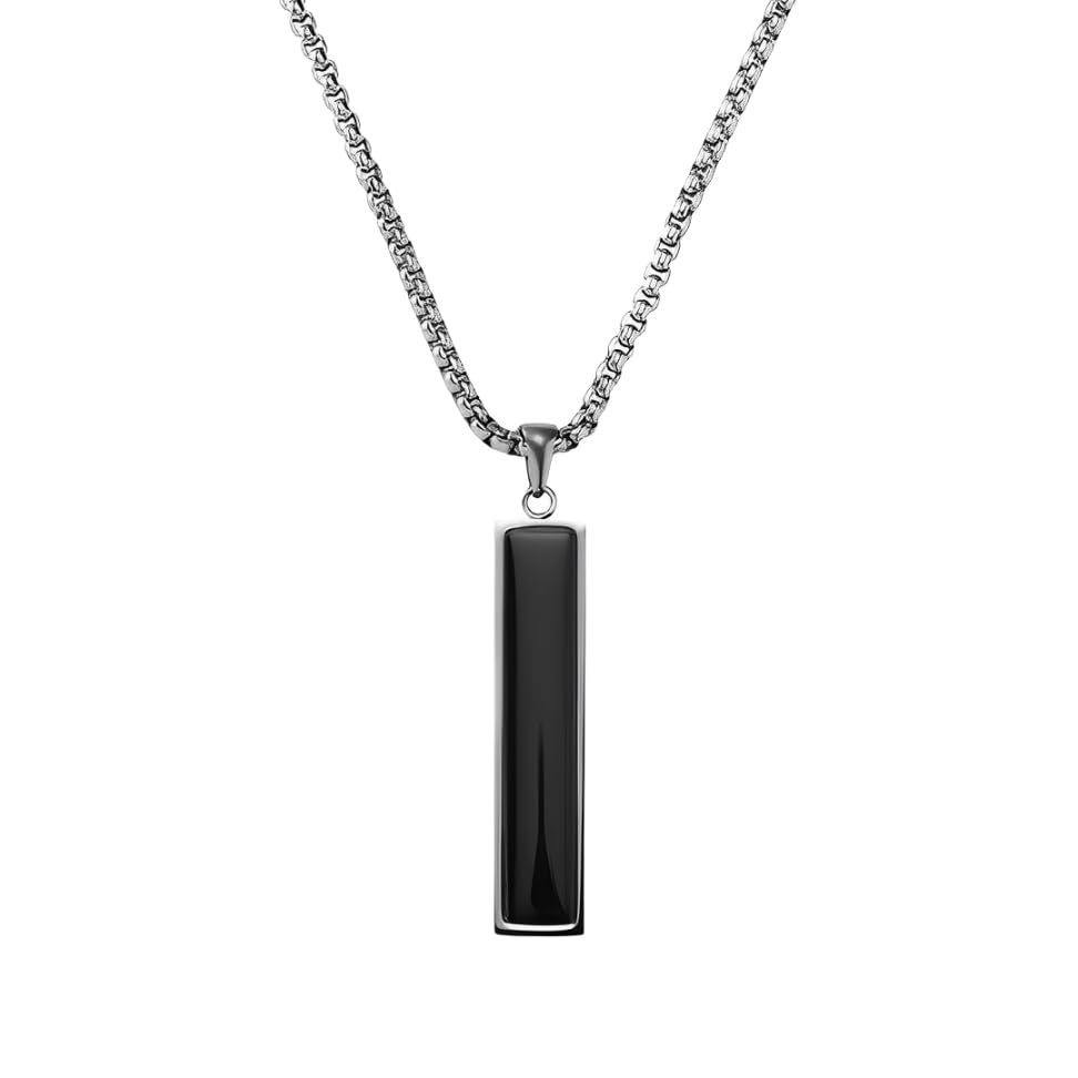 9STONE Black Onyx Sleek Vertical Bar Pendant Chain for Men | Waterproof | Hypoallergenic | Sweatproof | Anti Tarnish | Length : 24 inch |100% Stainless Steel (B0CZS25V7T) Amazon Price History, Amazon Price Tracker