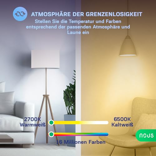 NOUS GU10 RGB LED Lampe, WLAN Glühbirne Alexa, Smart Light Bulb, App gesteuertes Licht, Glühbirne Farbwechsel, LED Glühbirne dimmbar, Smart Life/Tuya App, 2.4GHz WiFi – Bild 4