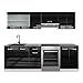 Produktbild Vicco Küchenzeile Raul, Schwarz Hochglanz/Weiß, 240 cm ohne Arbeitsplatte