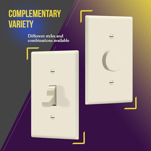 Image of ENERLITES Toggle Switch Wall Plate, Gloss Finish, Size 1-Gang 4.50 inch x 2.76 inch, Unbreakable Polycarbonate Thermoplastic, 8811-LA, Light Almond, Standard