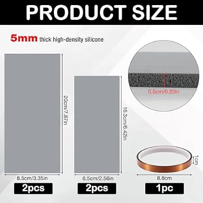 4 Pcs Silicone Heat Press Cover Pad Mat 6.5x2.56x0.2 & 7.87x3.35x0.2 - 2 Sizes - Heat Resistant Foam Heat Press Accessories and Supplies for Hat Press, Transfer Vinyl, DIY Small Business