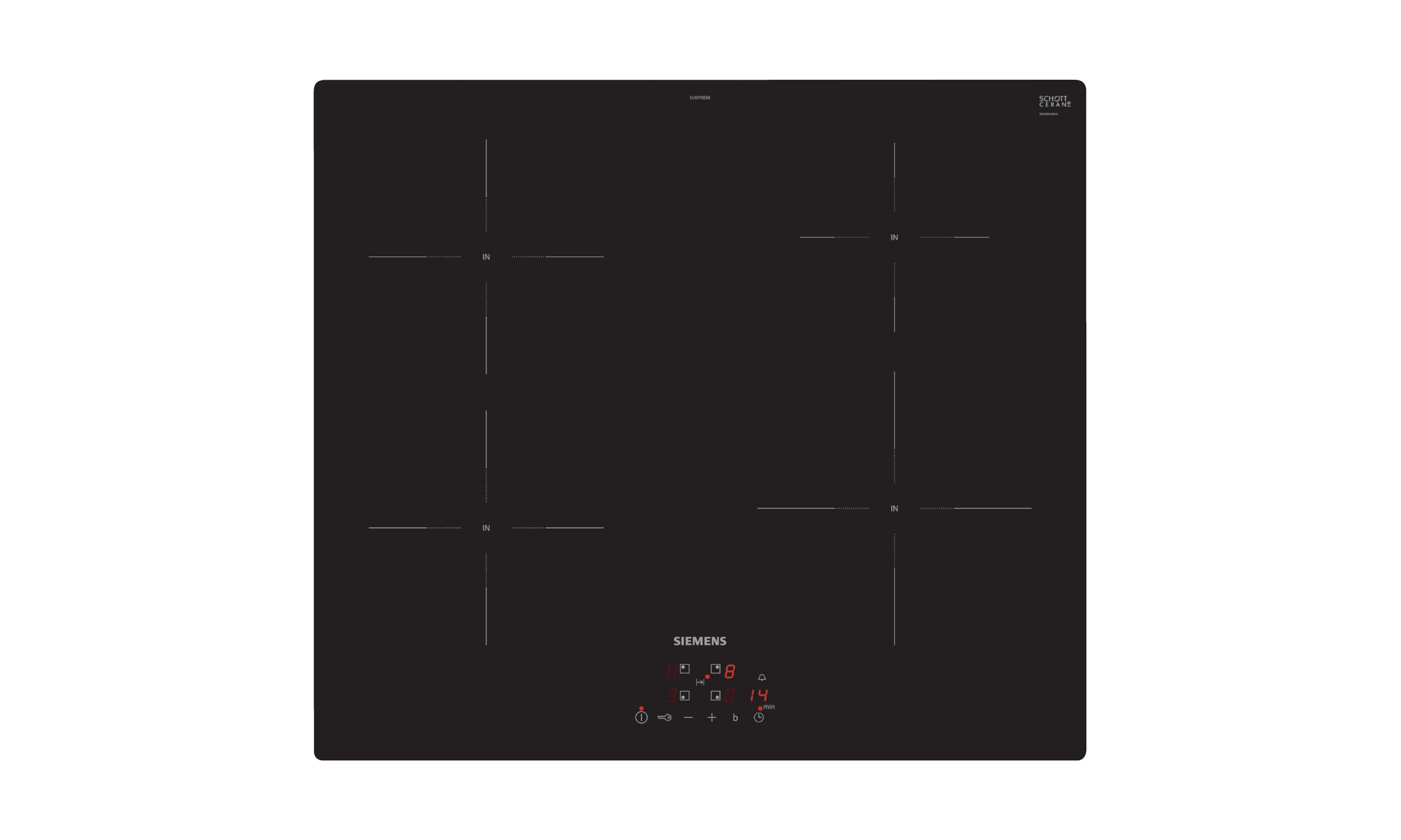 Siemens EU611BEB6E iQ100, Induktionskochfeld, 60 cm, Schwarz, Rahmenlos aufliegend, TouchControl, powerBoost, powerInduktion - schneller, sauberer und sicherer kochen