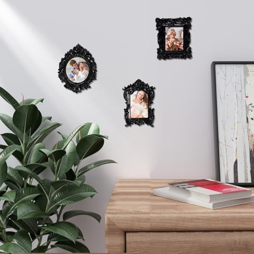 Cadres photo gothiques noirs vintage, décoration murale en résine
