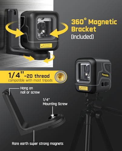 Fanttik D2 Pocket Green Laser Level, 100 ft Self-Leveling Cross Line Laser, Type-C Rechargeable, Rotatable 360 Degree, Pulse Mode, Magnetic Bracket, Carrying Pouch, for Picture Hanging and Home DIY image 8