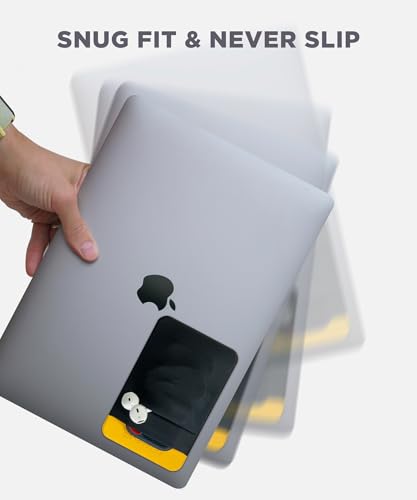 Afterplug Bolsa Adhesiva de 2 Bolsillos para Almacenamiento, Organizador de Accesorios para Portátil para SSD, Magic Mouse, Cables, Negro y Amarillo - imagen 6