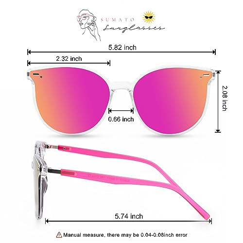 Retro Round Sunglasses for Women, Pink Sunglasses Womens with Classic Trendy Frame Sunnies Shades UV400 Blocking4