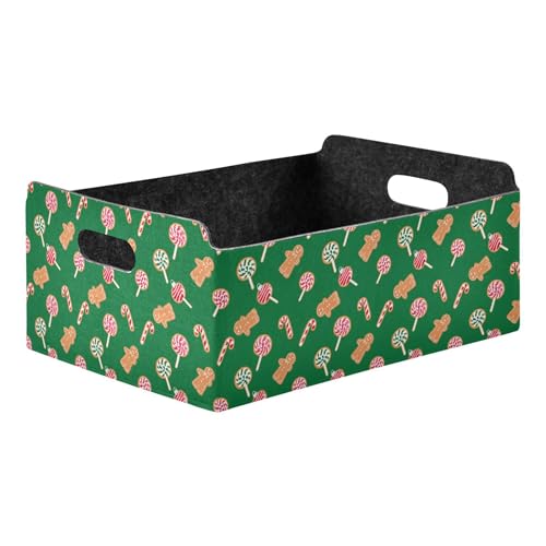 Kutsu Cestino portaoggetti per biscotti di pan di zenzero, contenitori pieghevoli aperti con doppio manico, scatole portaoggetti in feltro per scrivania da ufficio, contenitori rettangolari per