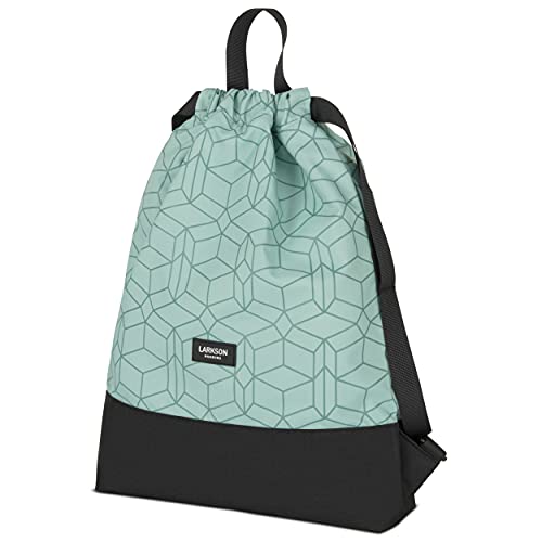 LARKSON No 7 - Sac à Cordon Femme & Homme Couleur Menthe - Sac de Sport pour Filles & Garçons Sac de Gym avec Poche Intérieure Sac à Dos Petit - Matériau Recyclé avec Poche Extérieure – vue 2