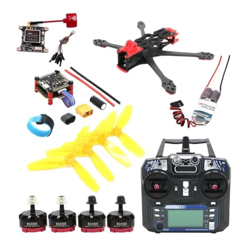 5インチ 250mm カーボンファイバーフレームキット、2206 2300KV モーター、45A 4in1 ESC F4 V3S Plus、DC HD FPV フリースタイル RC ドローン用(With Transmiter)