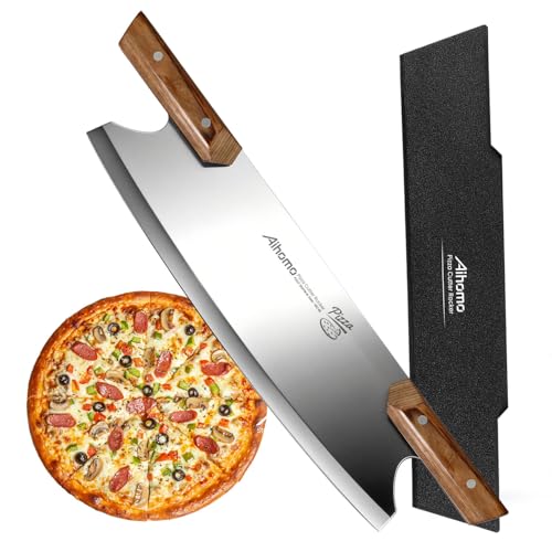 Aihomo 13” Sharp Pizza Cutter Rocker, 420J1 Japanese Stainless Steel Blade Slicer, Double Pakkawood Handle Pizza Knife Rocker with Protective Cover, Dishwasher Safe Aihomo 13” Sharp Pizza Cutter Rocker, 420J1 Japanese Stainless Steel Blade Slicer, Double Pakkawood Handle Pizza Knife Rocker with Protective Cover, Dishwasher Safe