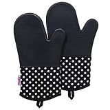 Homesy Silicone Oven Mitts, 12-inch Long Flexible Textured Grip Kitchen Mittens, Washable Insulated
