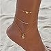 Produktbild Forall Gold Perlen Fußkettchen Summer Star Knöchel Armband Boho Schmuck Strand Ananas Anhänger Fußkettchen Kette Verstellbar Für Frauen Mädchen Freunde (2er Pack)