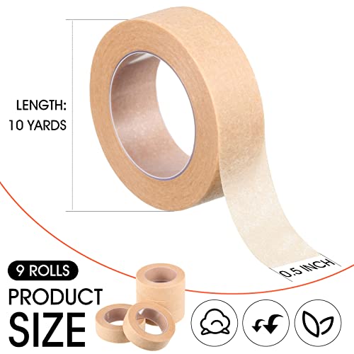 9 Rolls Beige Tape Flexible Skin Tape Breathable Nose Tape Self Adhesive Gauze Tape For Wound Injuries Swelling Sports, 0.5 Inch X 10 Yards (9 Rolls) #TOP1