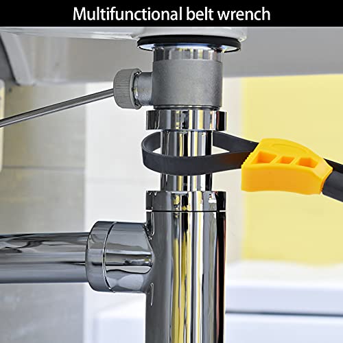 2 Piece Rubber Strap Wrench Set, Universal Adjustable Oil Filter Strap Wrench, Jar Opener Pipe Multi-Purpose Strap Wrench Tools for Mechanics Plumbers Home Kitchen Use (6 In/8 In)