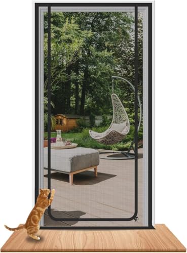 Generisch Katzen Fliegengittertür, verstärktes Netz, kratzfester doppelseitiger Reißverschluss, passend für Türgröße: 80 cm x 200 cm, hält Haustiere im Haus, für Balkon/Wohnzimmer/Schlafzimmer/Küche