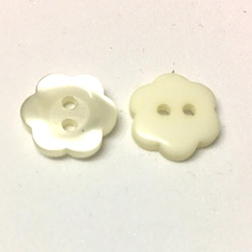 12mm Cream opalescent Flower Shaped Buttons, Pack of 10
