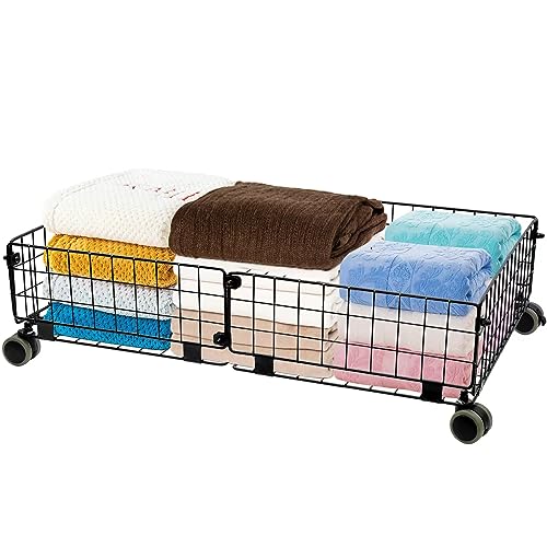 Timart Under Bed Storage Containers, Under Bed Storage With Wheels, Metal Underbed Storage Bins Drawer for Bedroom Clothes Shoes Blankets -1 Pack