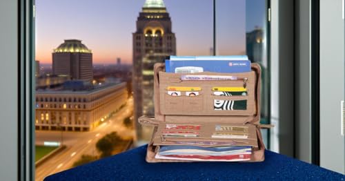 Image of Sukeshcraft Multiple Cheque Book Holder | Original PU Holds Upto 8 Cheque Books, CypresBaige