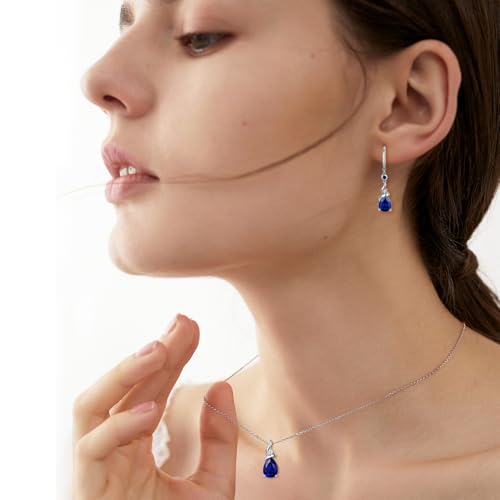 FANCIME Women Drop Earrings 925 Sterling Silver with Pear Gemstone Dangle Birthstone Earring Fine Jewelry Birthday Gifts for Women3