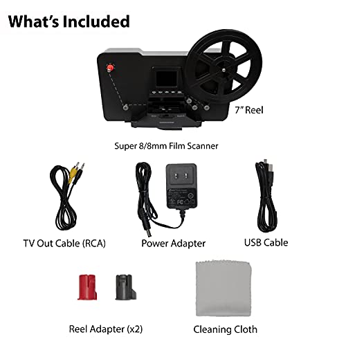 Magnasonic All-in-One Super 8/8mm Film Scanner, Converts Film into Digital Video, Scans 3", 5" and 7" Super 8/8mm Film Reels with Bonus 32GB SD Card (FS81)