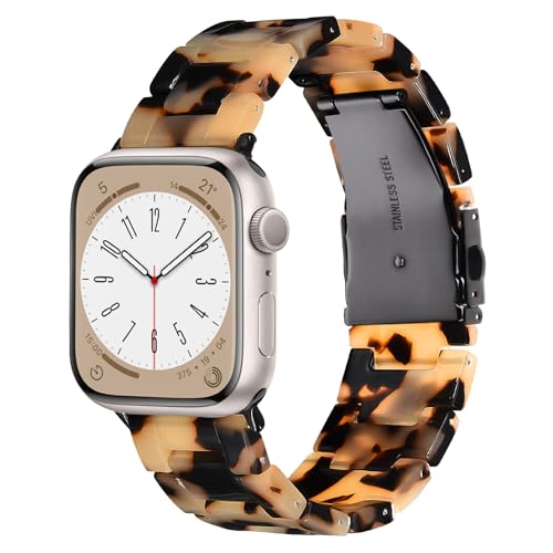 V.R.HOPE Resin Apple Watch Band for Women, Tortoiseshell Floral | 42mm(Series 12 10) 41mm 40mm 38mm, Lightweight All-Day Wear, Work-to-Dinner Style, Fits iWatch Series 1-12 & SE/SE3