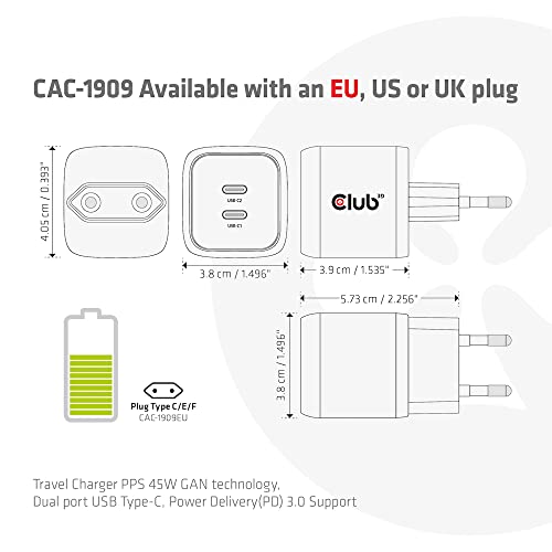 Cargador GaN USB C de 45W compatible con Power Delivery 3.0 6