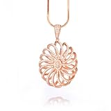  Karisma Damen Anhänger Silber 925 Blume - Rosé Gold beschichtet mit Silber Kette 925 und Zirkonia Steinen - HSP.RG01