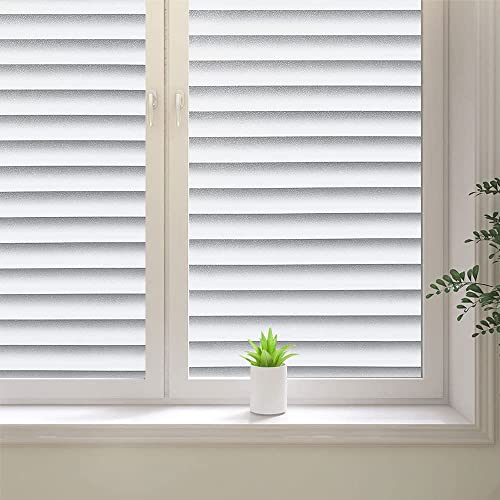 Blinds Pattern Window Film, Frosted Privacy Window Film, Vinyl Decorative Window Decals, Anti-UV Static Clings No-Glue Removable Window Sticker for Home (23.6 x 157.4 inch)