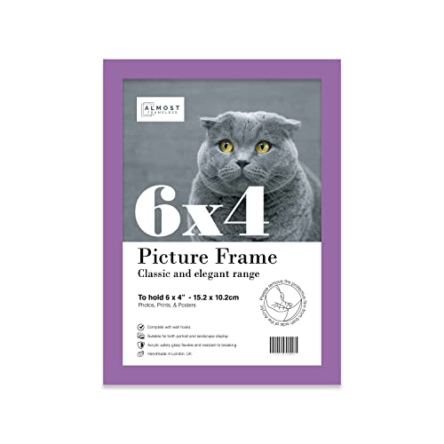 6x4 Inch Purple Photo Frame Wall Mountable and Freestanding Picture Frame Standard Photograph Size, 6" X 4" (15 X 10cm)