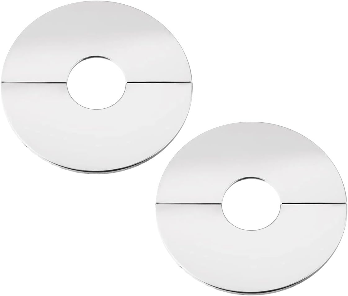 ECYC Ltd 2pcs Stainless Steel Wall Split Flange, Self-Adhesive Pipe Hole Cover Plate Plumbing Wall Cover Round Escutcheon Plate for Kitchen Bathroom, OD 100mm, ID 41mm, T 4mm