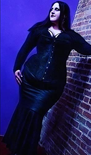 917 - Plus Size Faux Leather Pleated High Waist Maxi Mermaid Skirt4