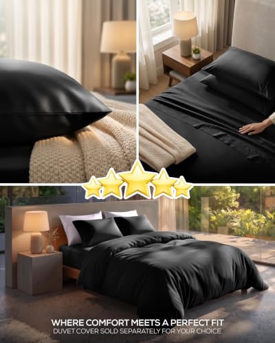 Image of Utopia Bedding Twin Sheet Set 3 Piece Soft Sheets - Black