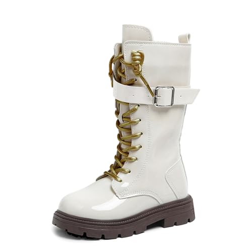Bottines fille hiver en cuir verni chaudes et boots de marche fourrées