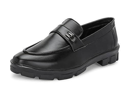 Image of MACTREE Men's Polyurethane (PU) Chunky Sole High Heel Loafers