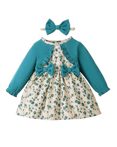 Image of Saeaby Toddler Baby Girl Dress Toddler Girl Fall Winter Clothes Long Sleeve Ruffle Princess Dresses for Girl