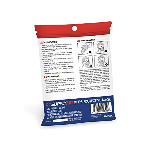 Supplyaid Rrs-Kn95-5Pk Kn95 Face Mask For Protection Against Pm2.5 Dust, Pollen And Haze-Proof, 5 Pack, White #TOP7