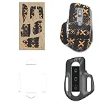 NOUKAJU Mouse Grip Tape for Logitech MX Master 3S, Rounded Curved Edges Mouse Feet Skates,Self-Adhesive PreCut Sweat-Resistant Professional Mice Upgrade Kit(Foot pad + Black-Gold Mouse Tape)