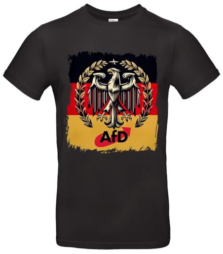 AFD T-Shirt mit Bundesadler Deutschland Fan-Shirt für Politik-Interessierte, Schwarz, L