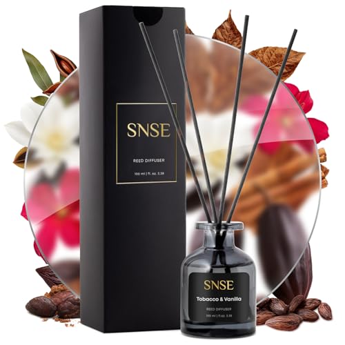 SNSE Tobaco & Vanilla Reed Diffuser Set - Premium Reed Diffusers for Home with Diffuser Reeds, Luxurious Gift Aroma, Sophisticated Scent, Ideal for Relaxation, Elegant Home Fragrance