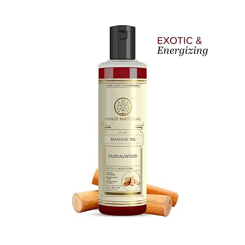 Khadi Natural Sandalwood Massage Oil | Herbal Body Massage Oil for Relaxing Care | Helps Nourish Skin & Maintain Softness | Lightweight Herbal Body Oil | Suitable for Men & Women | All Skin Types | 210ml 6