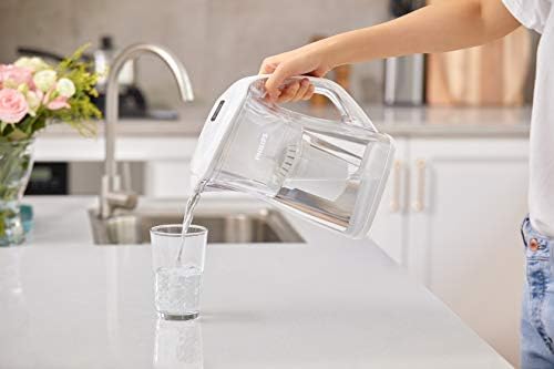 Philips - AWP2970 - Antibacteria Water Filter Jug - Reduces Bacteria, Viruses, Microplastics, Pesticides, Chlorine - Pitcher includes 1 Cartridge - Ultra - 2.5 Litres - White I Electronic timer
