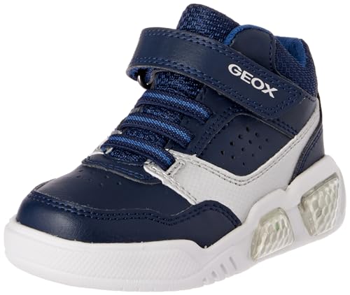 Geox J ILLUMINUS Boy Sneaker, Navy/Silver, 33 EU