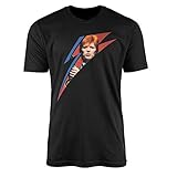 David Bowie Mens Rock Shirt Classic Rock Vintage Tee (Black, Medium)