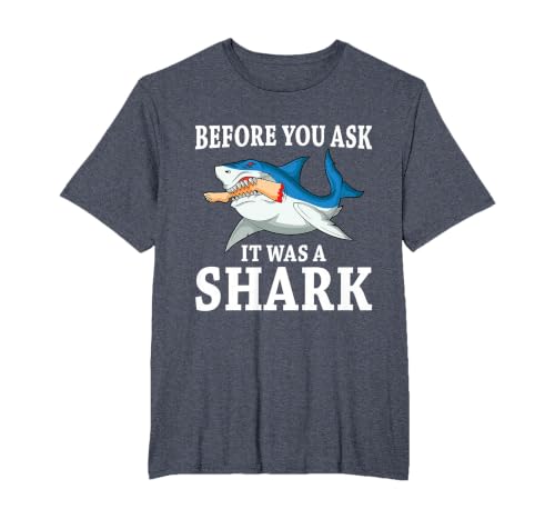 Before You Ask it was a Shark Leg Amputee Amputation T-Shirt, Men's Big and Tall, Heather Blue, 5X Tall