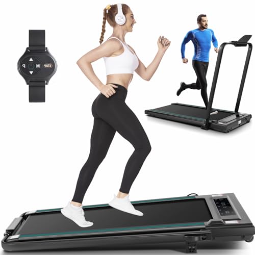 ANCHEER Treadmill with Incline - Folding Under Desk/Max 300 lb Capacity Walking Pad - Compact Electric Treadmill for Home/Gym/Office with LED Touch Screen/Remote Watch