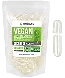 XPRS Nutra Size 2 Empty Capsules - 500 Clear Empty Vegan Capsules - Vegetarian Pill - Do-It-Yourself Vegetable Caps Filling for Supplements and Vitamins - Veggie Pills