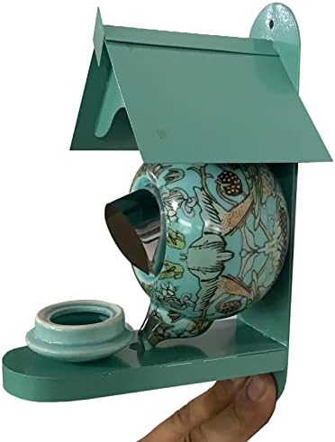 Teal Teapot Birdhouse and Feeder Weatherproof Country Hanging Birdhouse Outdoor Decorative Hummingbird House- Easy Cleaning, Gift for Bird Lovers (Color : A)