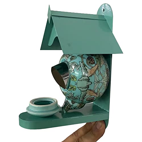 Teal Teapot Birdhouse And Feeder Weatherproof Country Hanging Birdhouse Outdoor Decorative Hummingbird House- Easy Cleaning, Gift For Bird Lovers (Color : A) #TOP1