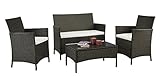 IDS HOME Patio Furniture Set Clearance Rattan Wicker Patio Dining Table and Chair Indoor Outdoor Furniture Set Balcony Dining Set