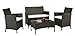 Patio Furniture Set Clearance Rattan Wicker Dining Table Chair Indoor Outdoor Furniture Set Balcony Sofa Bench (Black)